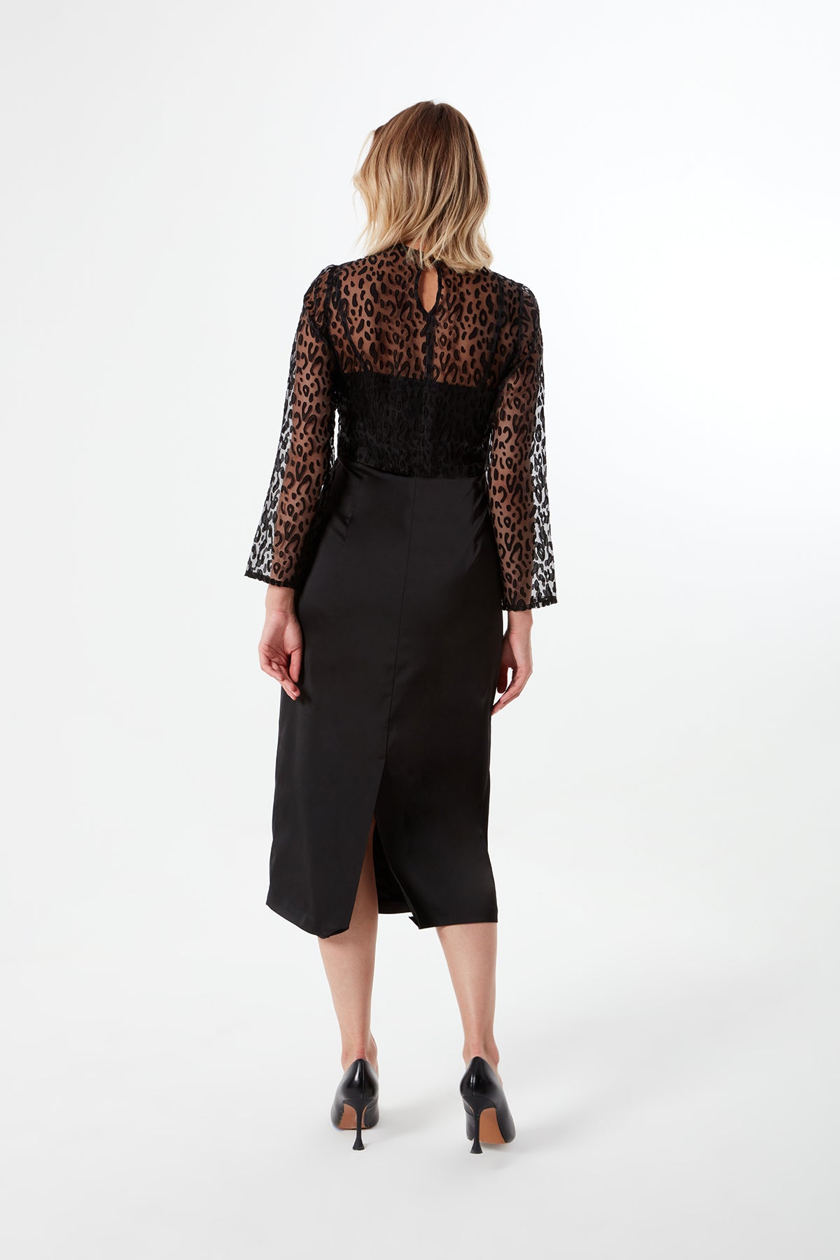 Black Organza Top Satin Dress