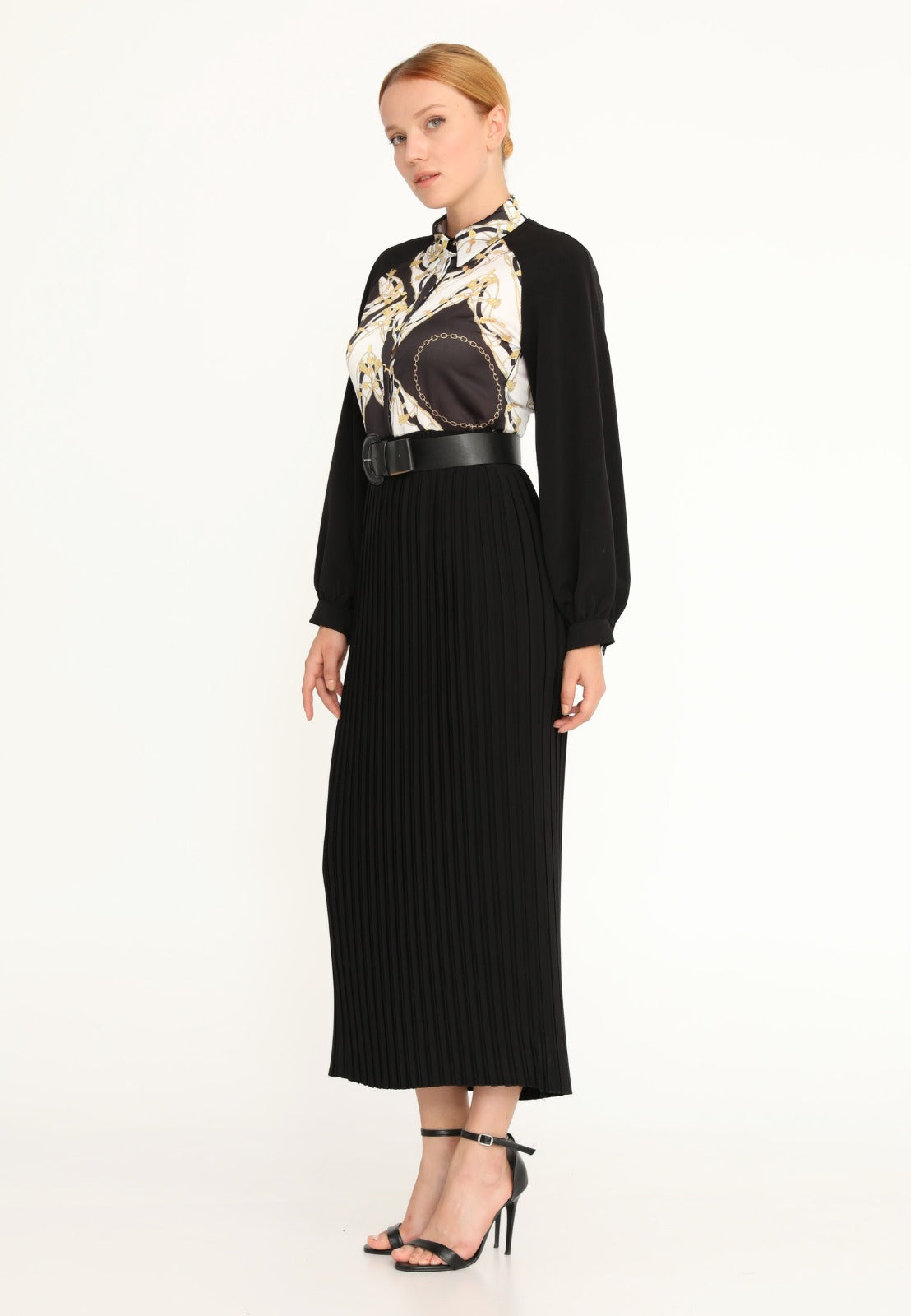 Black Gold Belted Maxi Dress 1