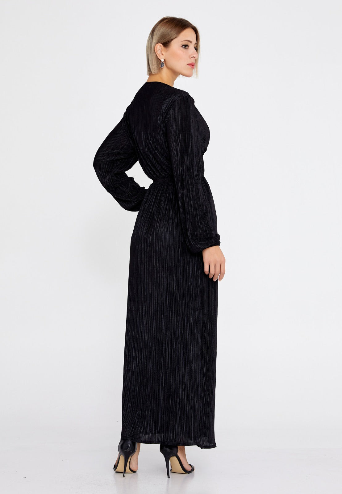 Black Satin Midi Dress 1