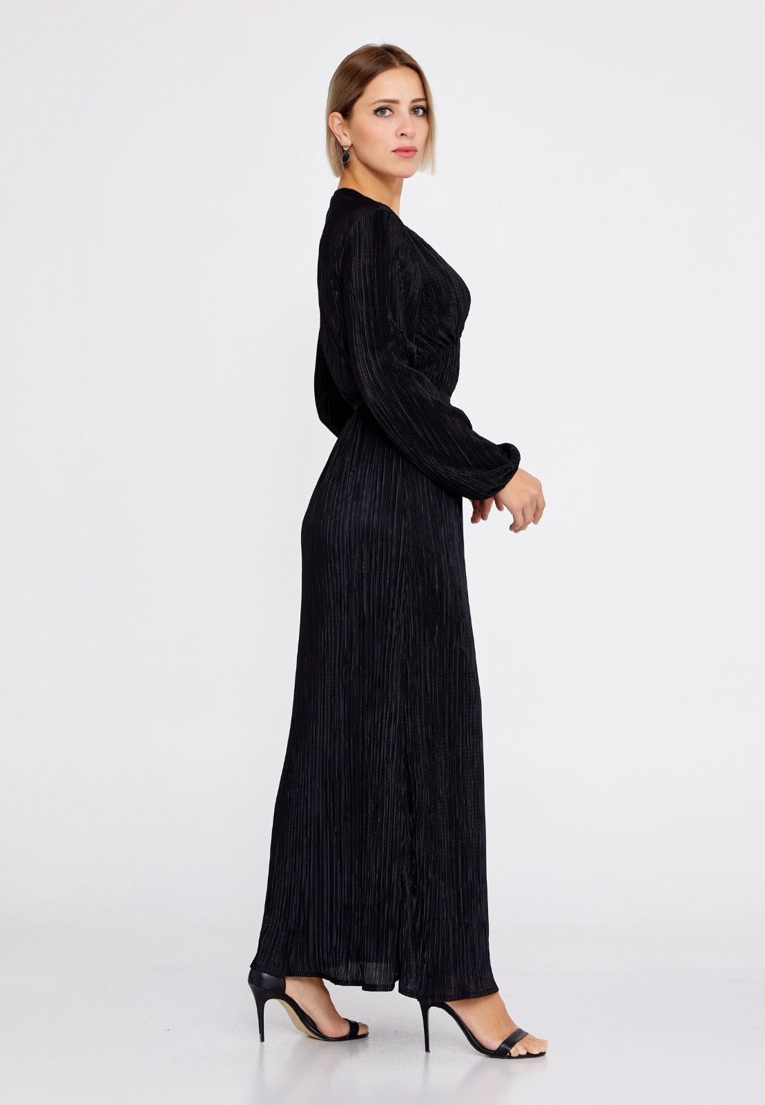 Black Satin Midi Dress 4