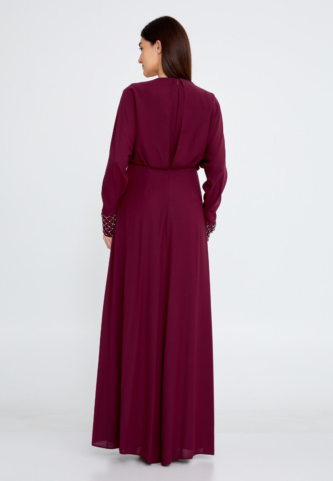 Burgundy Crepe Maxi Dress 1