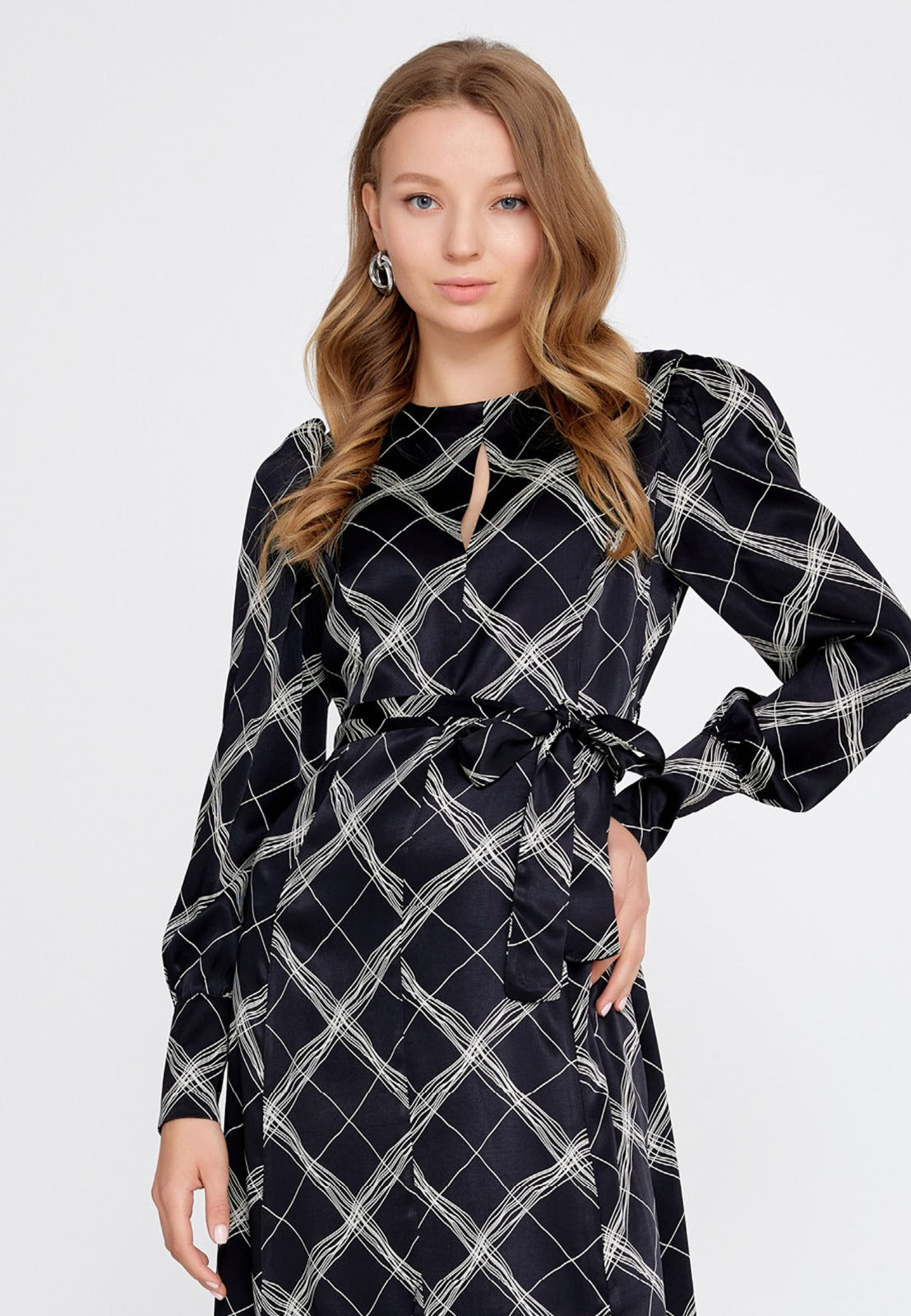 Charcoal Silver Satin Midi Dress 4