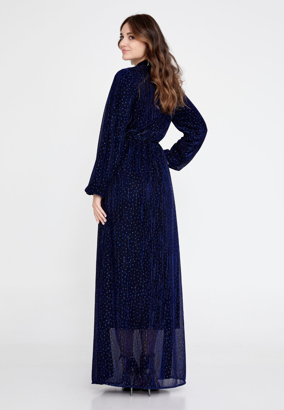 Navy Blue Tulle Maxi Dress 4