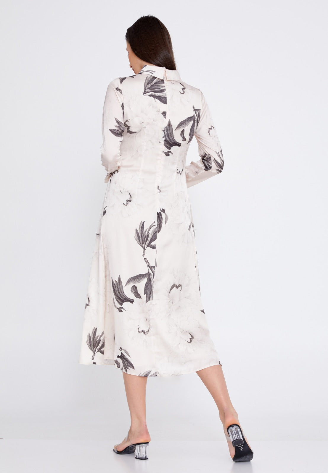 Plain Elegance Satin Midi Dress 3