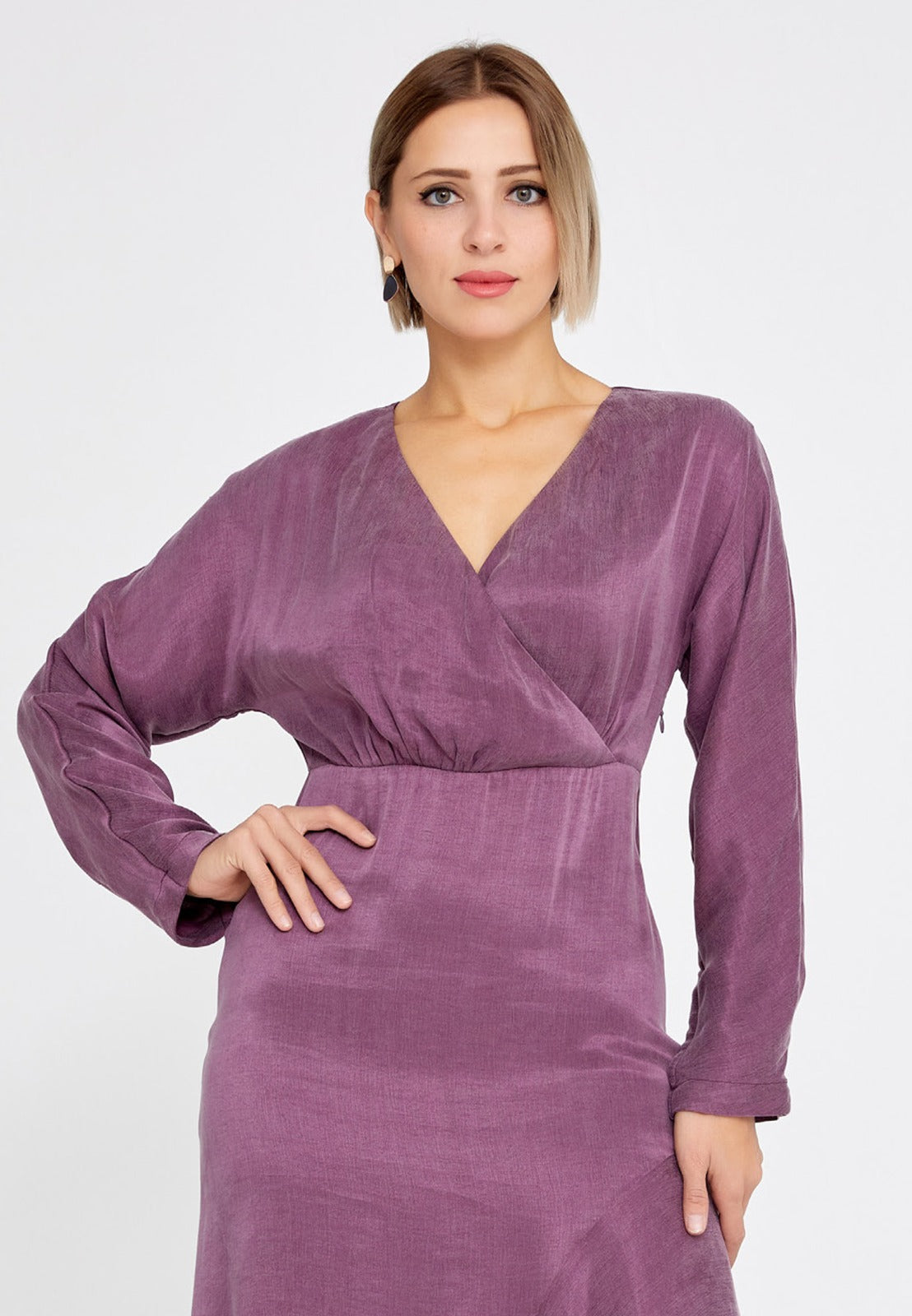 Purple Polyester Midi Dress 4