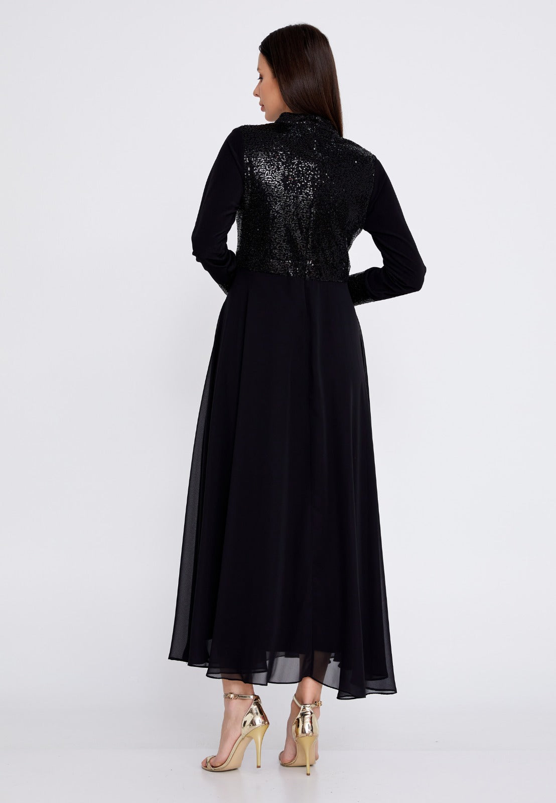 Raven Black Column Maxi Dress 3