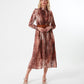 Mahogany Snakeskin Patterned Leather Belted Dress