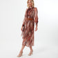 Mahogany Snakeskin Patterned Leather Belted Dress