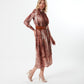 Mahogany Snakeskin Patterned Leather Belted Dress