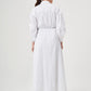 Long Sleeve Maxi Linen Column Regular White Dress