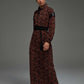 Brown Black Velvet Midi Dress