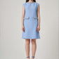 Aqua Textured Short Dress with Metal Chain Accessory