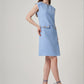 Aqua Textured Short Dress with Metal Chain Accessory