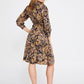 Beige Brown Crepe Midi Dress 1