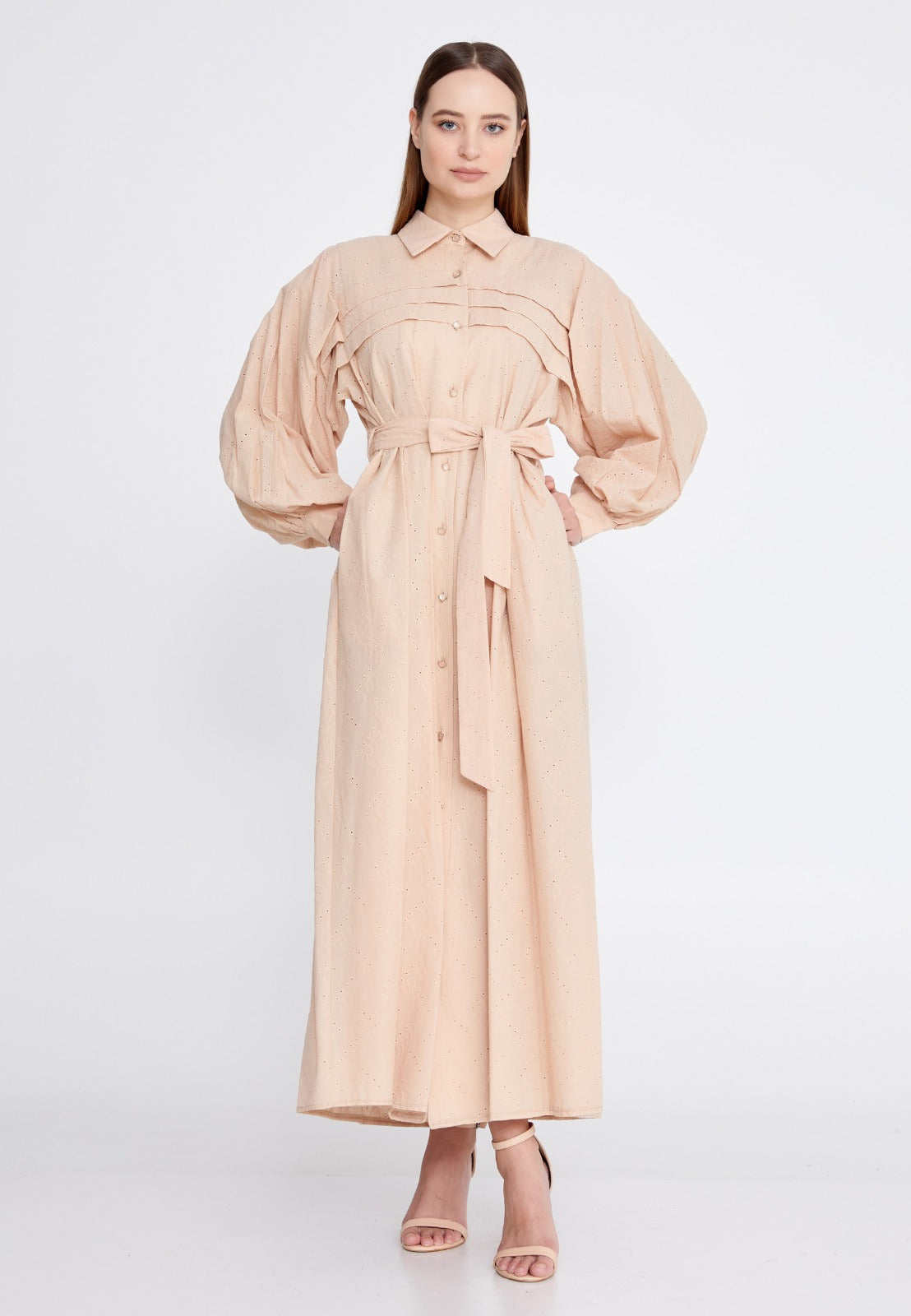 Beige Linen Maxi Dress 2