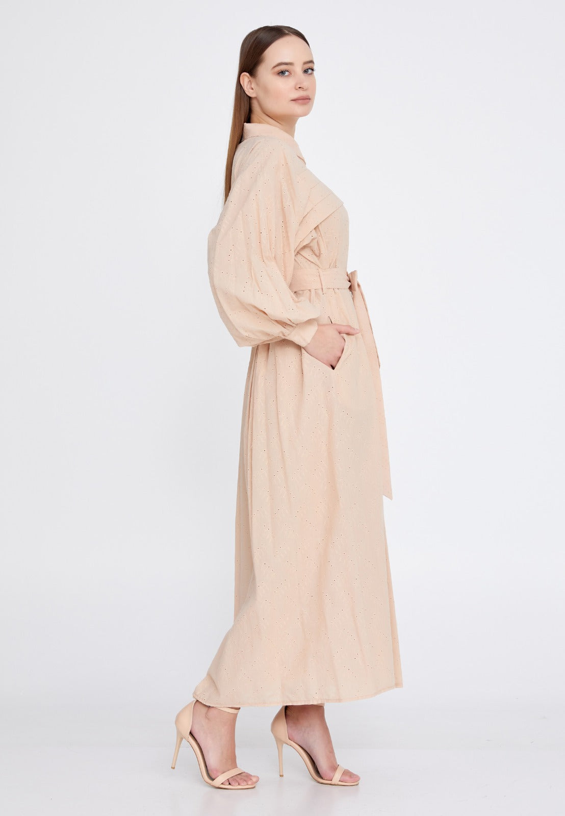 Beige Linen Maxi Dress 4