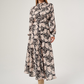 Black Floral Patterned Flounce Dress