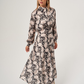 Black Floral Patterned Flounce Dress