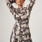 Black Floral Patterned Flounce Dress