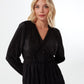 Black Crinkled Satin Midi Dress 6