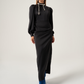Black Draped Balloon Sleeves Dress