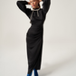 Black Draped Balloon Sleeves Dress
