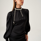 Black Draped Balloon Sleeves Dress