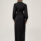 Black Draped Balloon Sleeves Dress