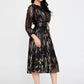 Black Gold Satin Midi Dress 3
