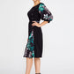 Black Green Crepe Midi Dress 3