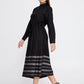 Black Grey Crepe Midi Dress 3