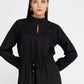 Black Grey Crepe Midi Dress 4