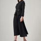 Black Long Dress with Pleated Skirt