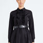 Black Ruffled Belted Midi Dress 4