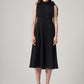Black Bow Tie Crepe Dress with Upper Collar