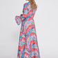 Blue Pink Floral Crepe Maxi Dress 3