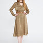 Brown Green Satin Midi Dress 2