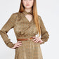 Brown Green Satin Midi Dress 4