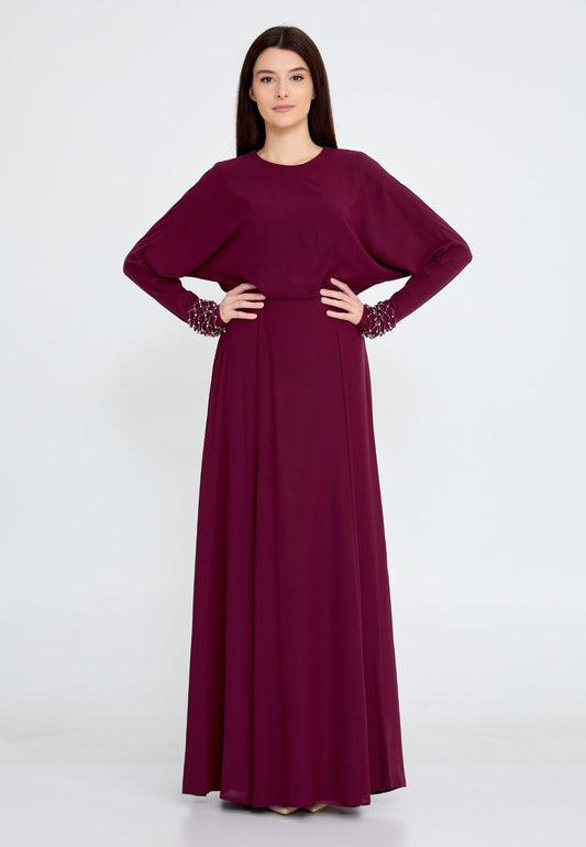 Burgundy Crepe Maxi Dress 3