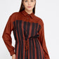 Burnt Orange Striped Midi Dress 1