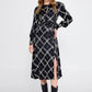 Charcoal Silver Satin Midi Dress 1