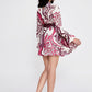 Ecru Burgundy Chiffon Mini Dress 2