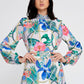 Ecru Green Floral Satin Maxi Dress 2