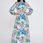 Ecru Green Floral Satin Maxi Dress 1