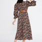 Floral Patterned Crepe Midi Dress 1