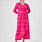 Fuchsia Cut Jacquard Dress with Double-Breasted Closure