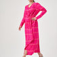 Fuchsia Cut Jacquard Dress with Double-Breasted Closure