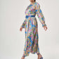 Fuchsia Patterned Pleated Dress
