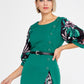 Green Black Crepe Midi Dress 4