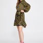 Green Brown Satin Mini Dress 1
